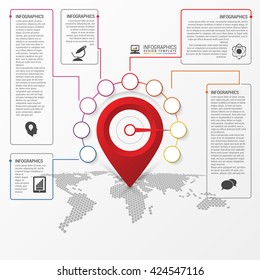 Infographic design. Report template with location pointer. Vector illustration