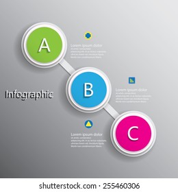 Infographic design of Round Button on the grey background.