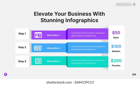 Infographic design with sections, moves, or transitions