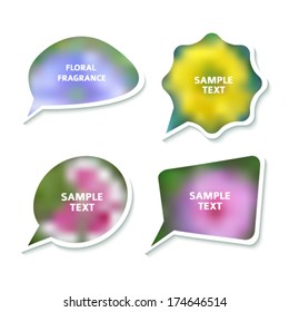 Infographic design with set  floral communication bubbles isolated on the white background. Vector abstract illustration Eps 10 / theme of spring, summer, wellness, nature, healthy living, travel