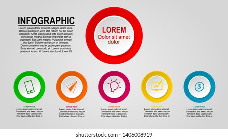 infographic design with several colored circles