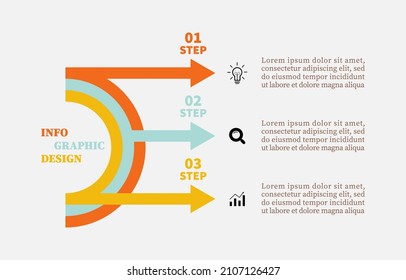 Infographic Design Shape Half Circle For Vector Three Options. Timeline Business Infographic Design With 3 Steps, Element. Creative Concept Planning Used For Web Banner, Diagram, Layout, Workflows.