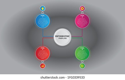 Diseño de infografía, plantilla de línea de tiempo de color simple con etiquetas blancas y texto