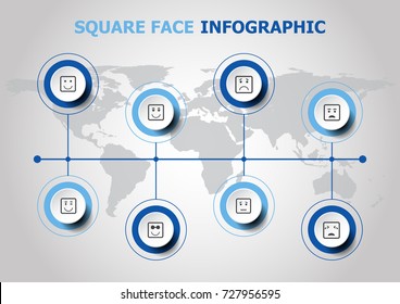 Infographic design with square face icons, stock vector