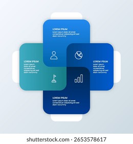 Infographic design of square shape elements with icons