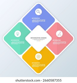 Infographic design of square shape elements with icons