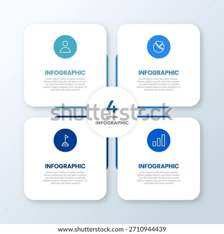 Infographic design of square shape elements with business icons