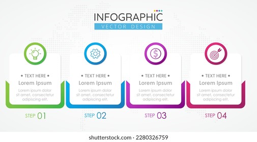 Infographic design square template with icons and 4 options or steps. Abstract elements of graph, diagram, parts or processes. Vector template for presentation.