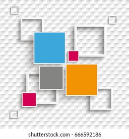 Infographic design with squares and frames on the checkered background. Eps 10 vector file.