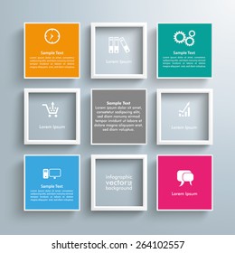 Infographic Design With Squares On The Gray Background. Eps 10 Vector File.