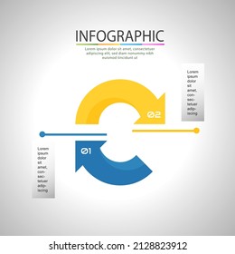 diseño infográfico escalón 1 y 2 con forma semicircular