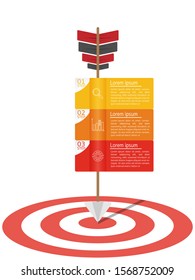 Infographic design target to achieve goals concepts can be used for workflow layout, diagram, number options, web design. Infographic business concept with 3 option, parts, steps or processes. 