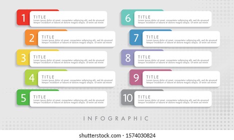 Infographic Design Template With 10 Options Or Steps. 