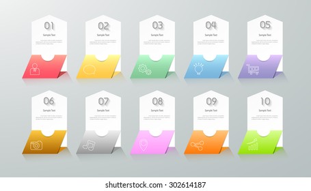 Infographic design template 10 options. Can be used for workflow layout, diagram, number, options, steps, process