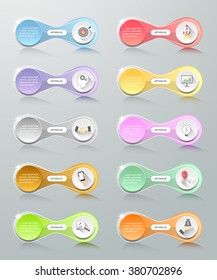 Infographic design template 10 options. Can be used for workflow layout, diagram, number, options, steps, process
