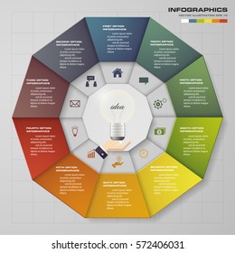 Infographic design template 10 options pie chart and business concept.