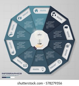 Infographic design template 10 options pie chart and business concept.
