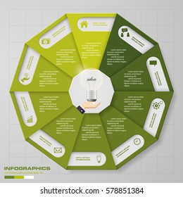 Infographic design template 10 options pie chart and business concept.