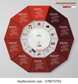 Infographic design template 10 options pie chart and business concept.