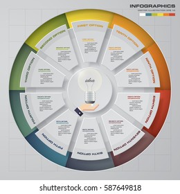 Infographic design template 10 options pie chart and business concept. EPS10.