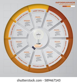 Infographic design template 10 options pie chart and business concept. EPS10.