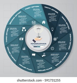 Infographic design template 10 options pie chart and business concept. EPS10.