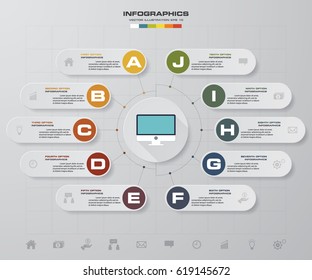 Infographic design template 10 options presentation template. Can be used for work flow layout, diagram, number options. EPS10.