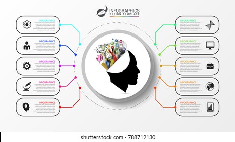 Infographic design template with 10 options. Vector illustration