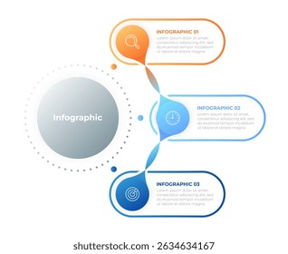 Infographic design template with 3 steps or options, representing a clear workflow, process, or timeline.