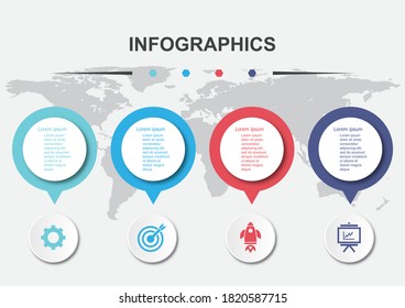 Infographic design template with 4 banners, stock vector
