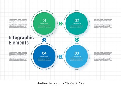 Infographic design template with 4 circle elements and text