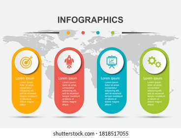 Plantilla de diseño infográfico con 4 etiquetas, vector de stock