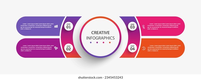 Infographic design template with 4 options, steps or processes. Can be used for workflow layout, diagram, annual report, web design