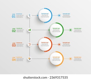 Infographic design template with 4 options, steps or processes. Can be used for workflow layout, diagram, annual report, web design 