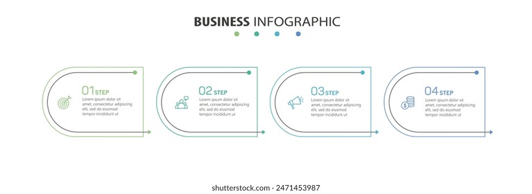  Infographic design template with 4 options, steps or processes. Can be used for workflow layout, diagram, annual report, web design