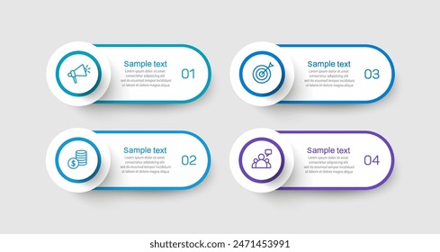  Infographic design template with 4 options, steps or processes. Can be used for workflow layout, diagram, annual report, web design