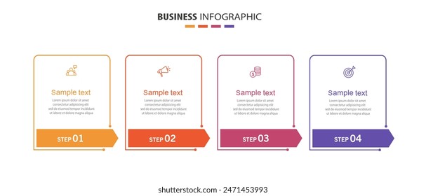  Infographic design template with 4 options, steps or processes. Can be used for workflow layout, diagram, annual report, web design