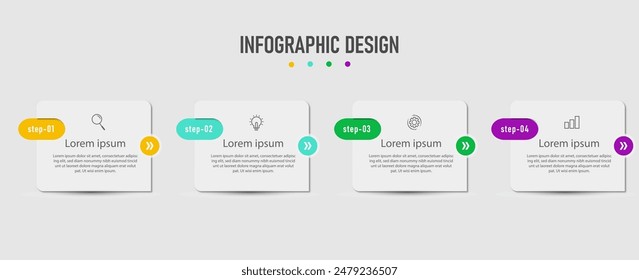 Plantilla de diseño infográfico con 4 opciones o pasos, Vector Premium
