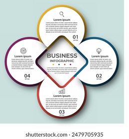 Infographic design template with 4 options or steps Can be used for workflow layout, diagram, banner, web design. Vector illustration