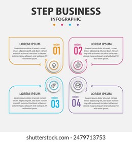 Plantilla de diseño de infografía con 4 opciones o pasos se puede utilizar para diagrama de flujo de trabajo, infografía, Diseño web. Ilustración vectorial.	