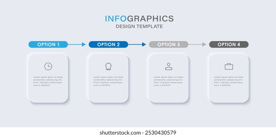 Plantilla de diseño infográfico. 4 opciones o pasos. Diseño de Vector minimalista de moda