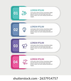 Infographic design template with 4 options, steps or processes. Can be used for workflow layout, diagram, annual report, web design
