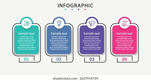 Infographic design template with 4 options, steps or processes. Can be used for workflow layout, diagram, annual report, web design