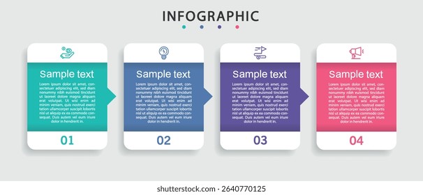 Infographic design template with 4 options, steps or processes. Can be used for workflow layout, diagram, annual report, web design	