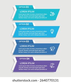 Infographic design template with 4 options, steps or processes. Can be used for workflow layout, diagram, annual report, web design	