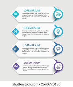 Infographic design template with 4 options, steps or processes. Can be used for workflow layout, diagram, annual report, web design	