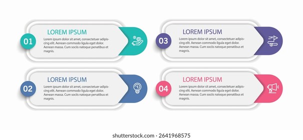 Infographic design template with 4 options, steps or processes. Can be used for workflow layout, diagram, annual report, web design