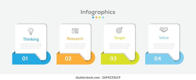 Plantilla de diseño infográfico con 4 opciones, pasos. Plantilla de negocios para gráficos, diagramas, presentaciones.