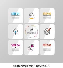 Infographic design template with 4 steps. Square. Vector illustration