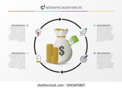 Infographic design template with 4 steps. Business concept. Vector illustration